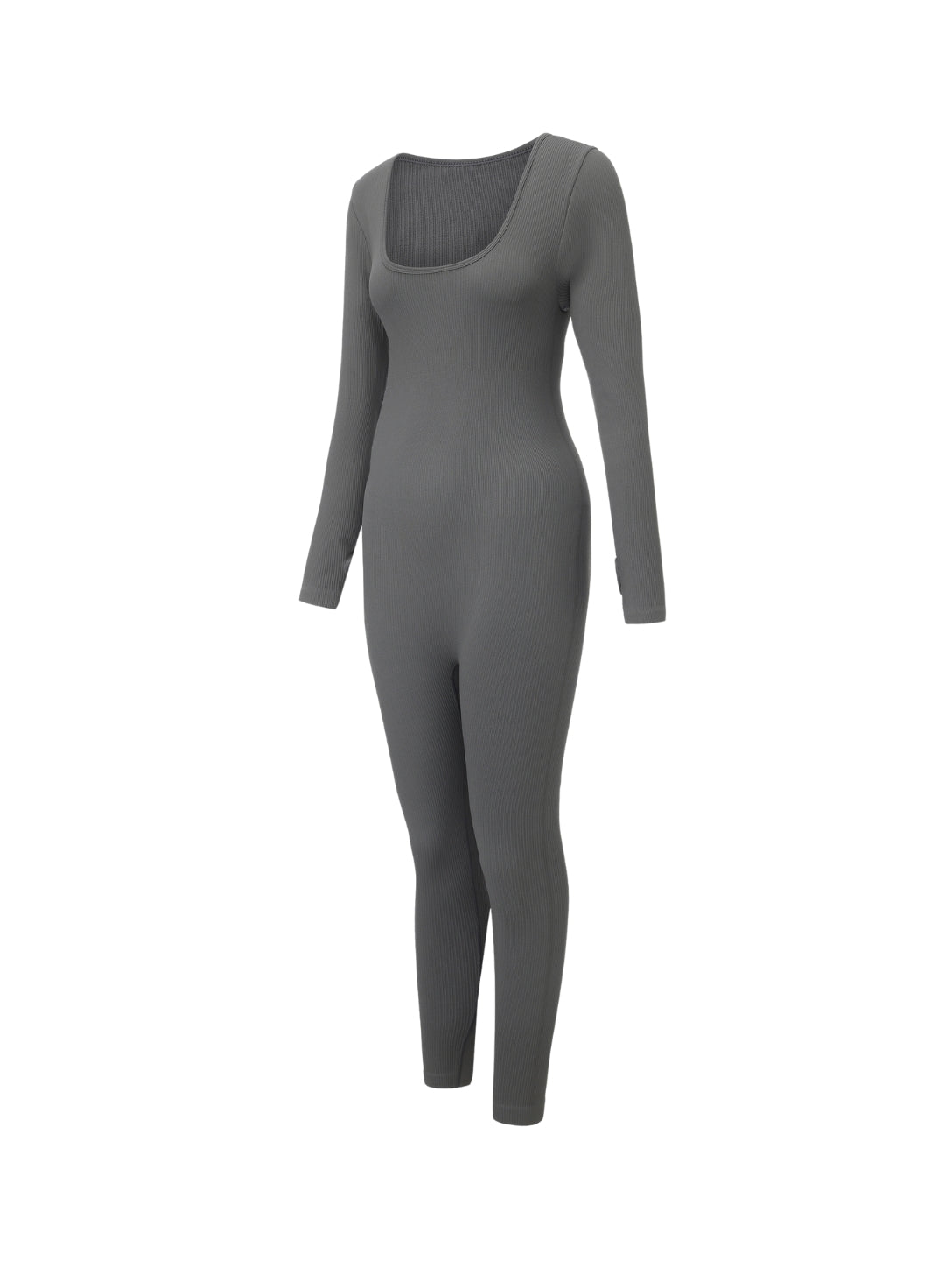 Macacão canelado com decote quadrado