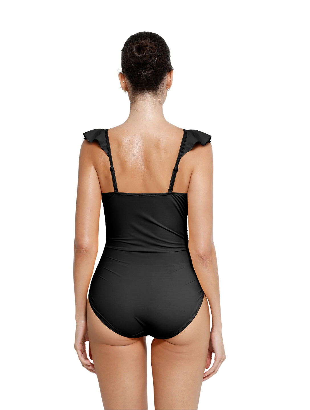 Maiô Shapewear com babados e decote em V