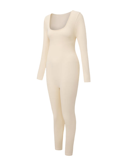 Macacão canelado com decote quadrado