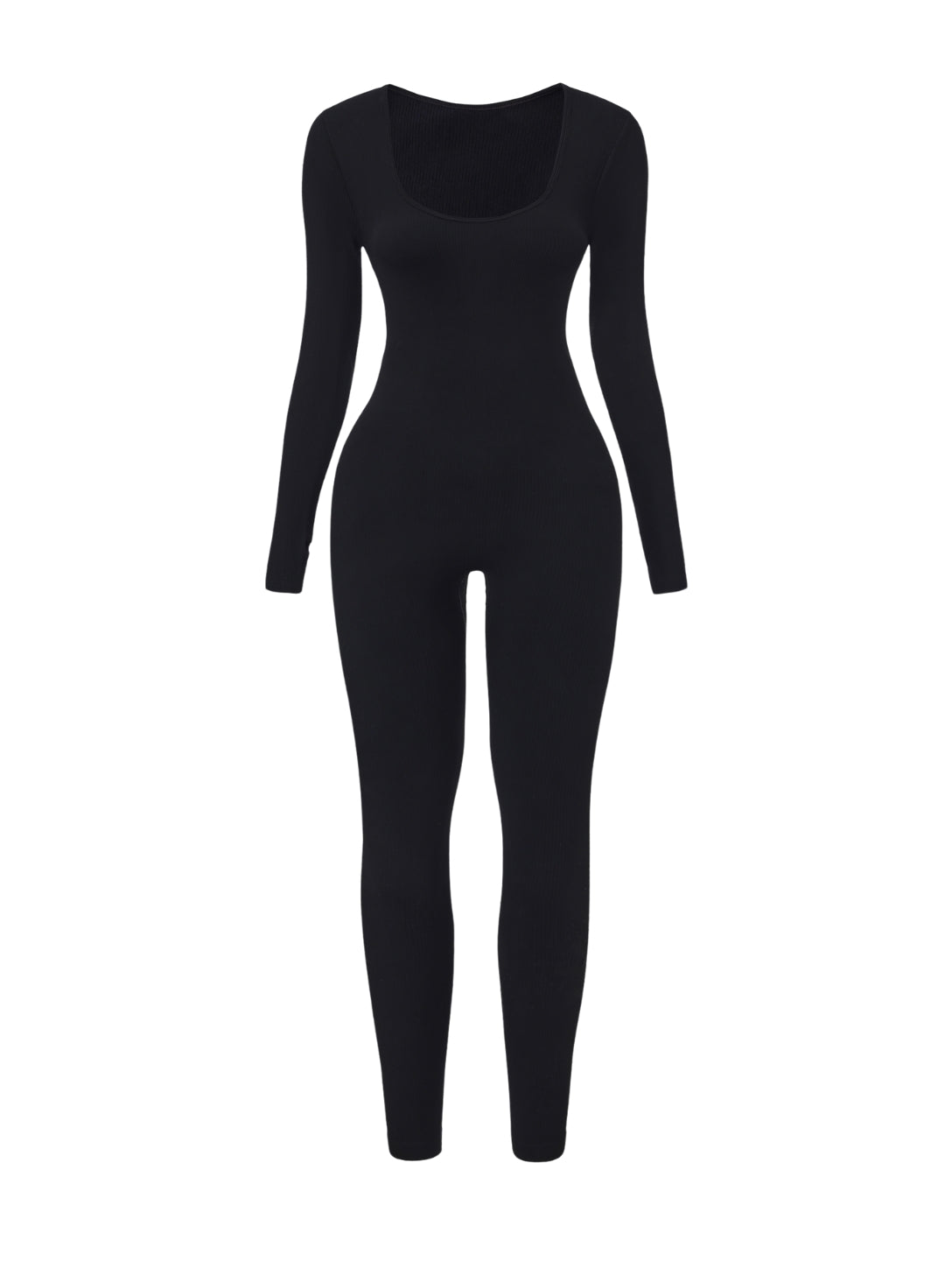 Macacão canelado com decote quadrado