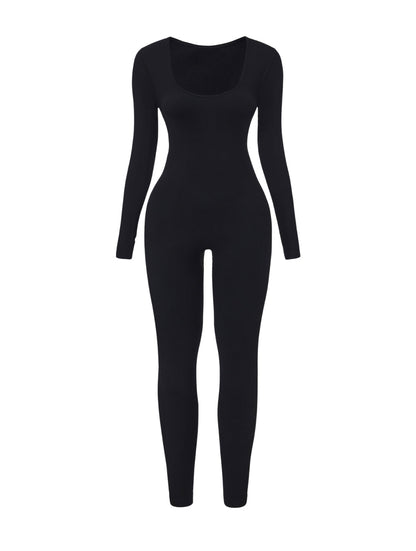 Macacão canelado com decote quadrado