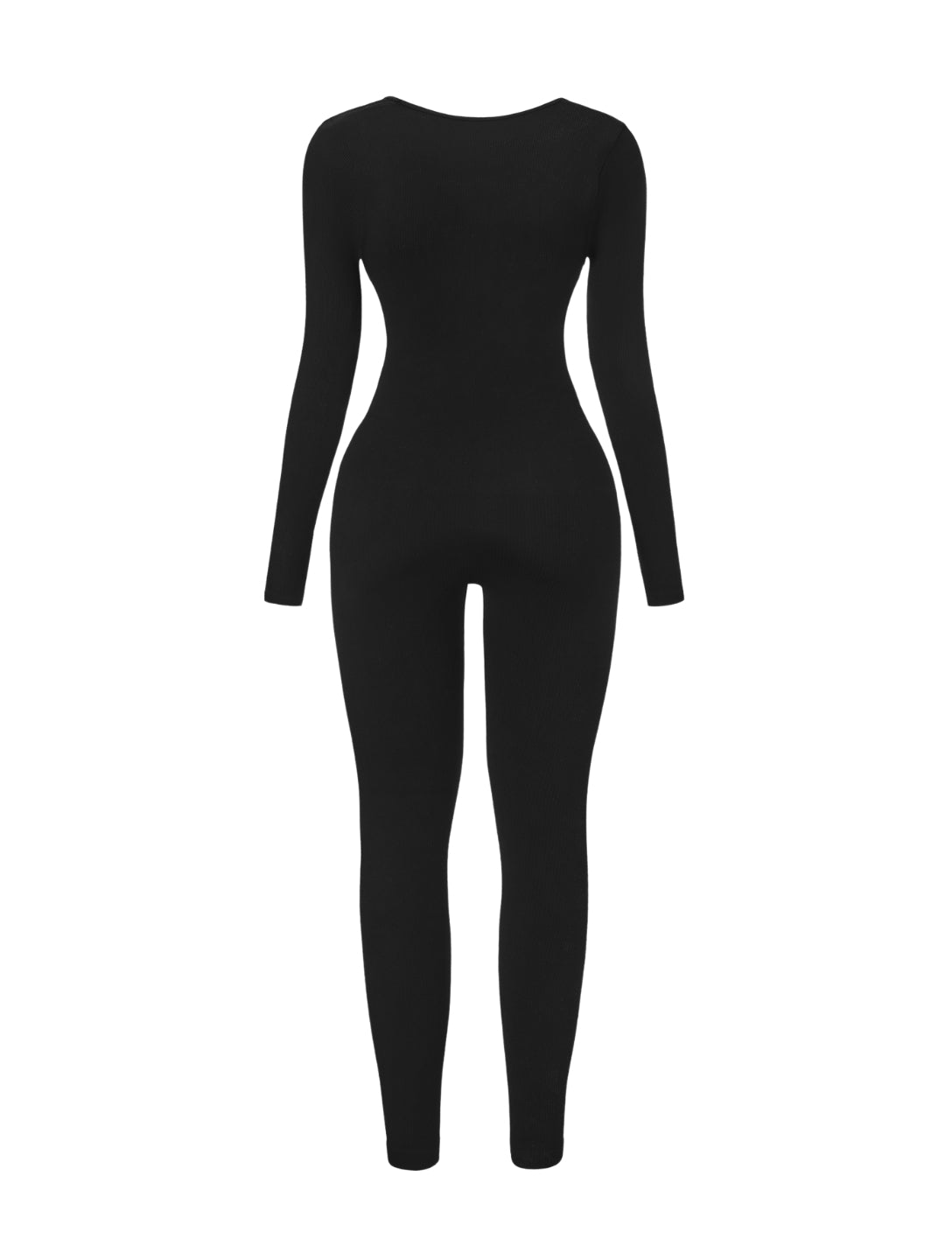 Macacão canelado com decote quadrado