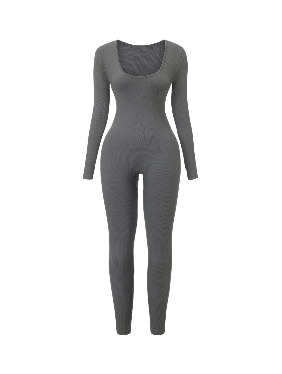 Macacão canelado com decote quadrado