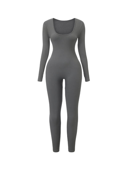 Macacão canelado com decote quadrado