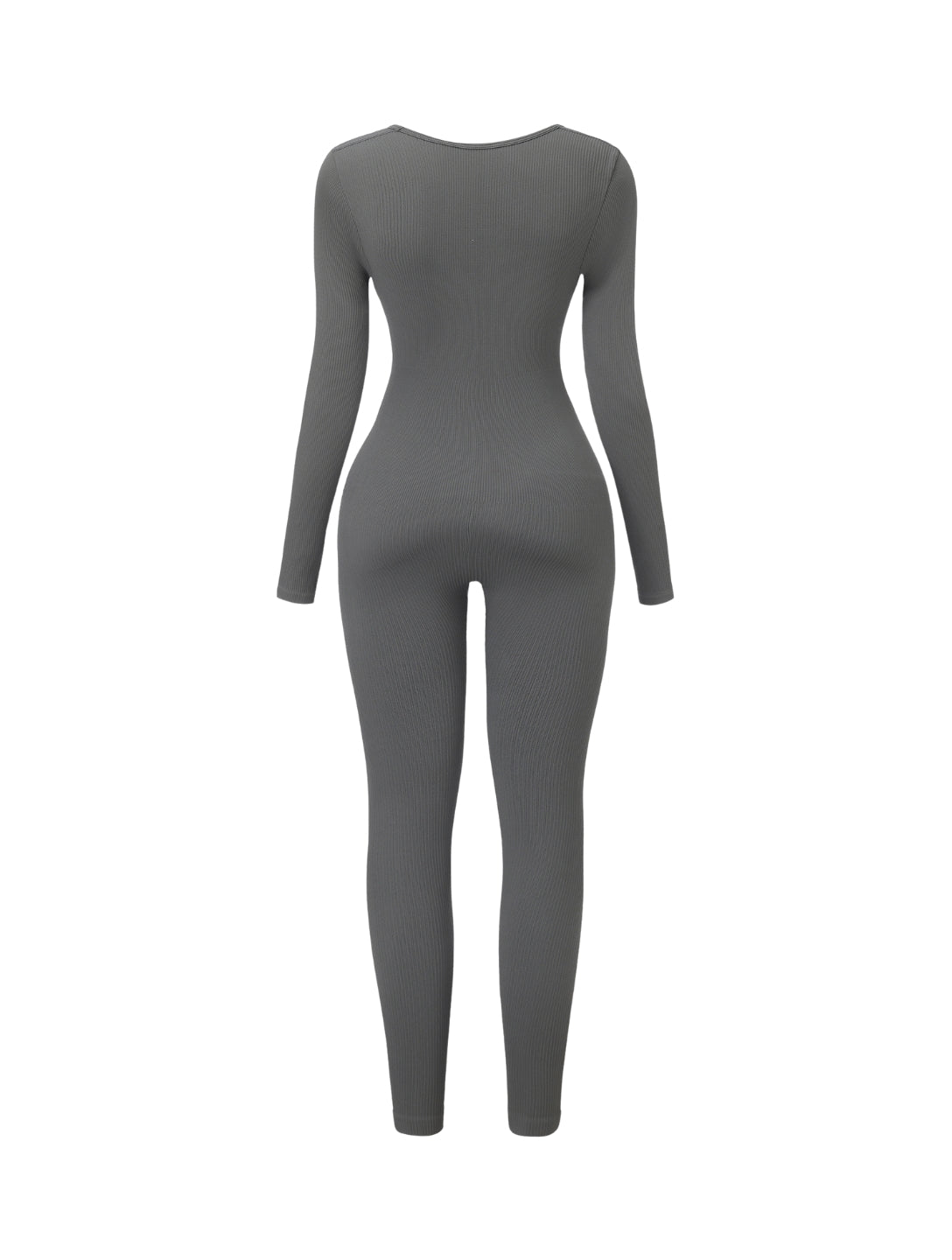 Macacão canelado com decote quadrado