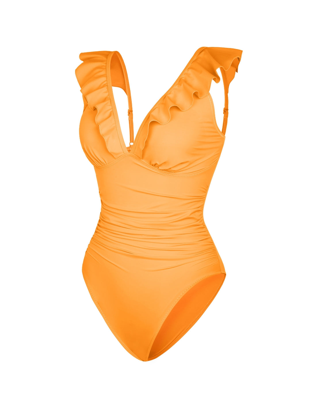 Maiô Shapewear com babados e decote em V