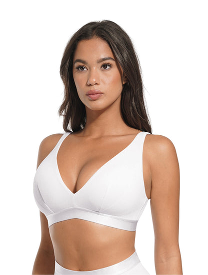 Sutiã Bralette com Decote em V Profundo e Canelado