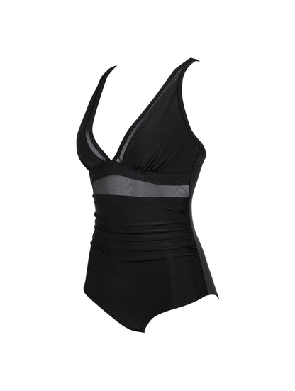 O terno de malha com decote em V esculpido