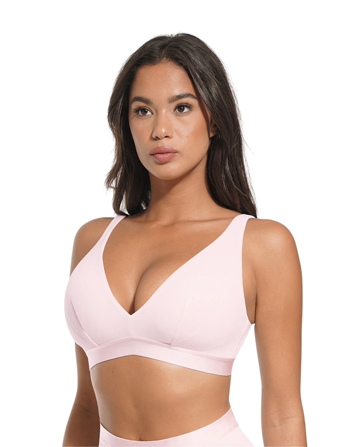 Sutiã Bralette com Decote em V Profundo e Canelado